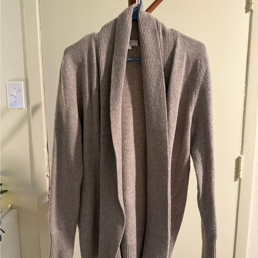 Cozy Pinkish Gray Open Front Cardigan